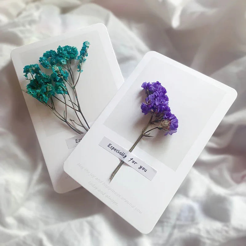 Wooden crafts, newly arrived dried flowers, wedding birthday, teachers' day, thanksgiving, mother's day greeting card, blessing, real flower card