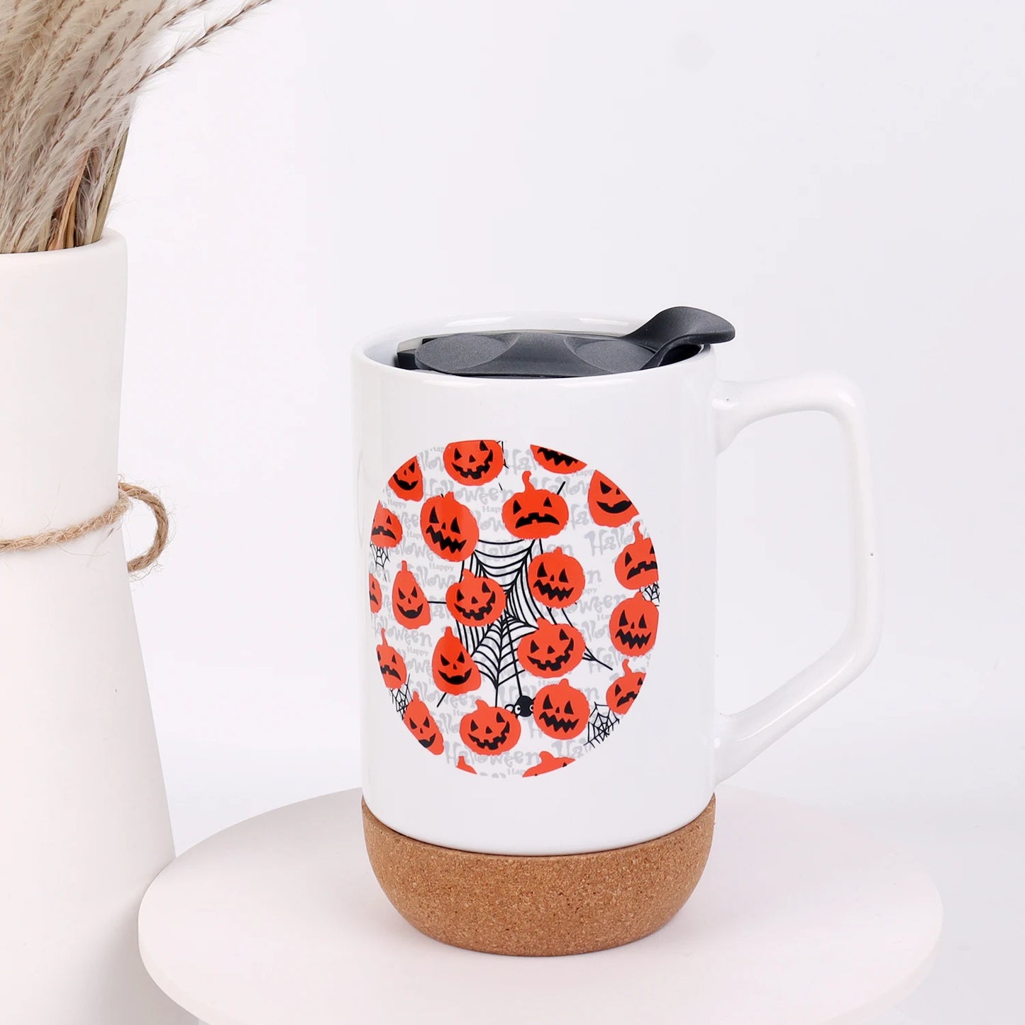 New coffee cup released white porcelain ceramic teacup ghost evil pampkin halloween gift sublimated milk coffee cup custom mug gift