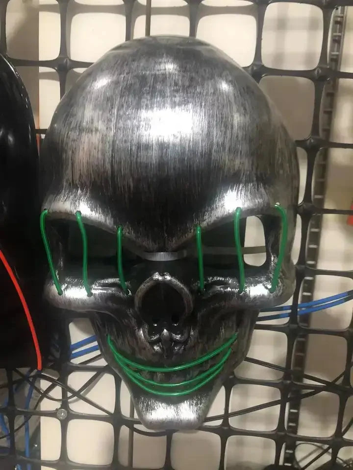 Halloween & Death Day Decoration Ghost Half Face Mask Light Emitting Diode Glow Dark Neon Cosplay Monster Mask Adult Movie Party Decoration