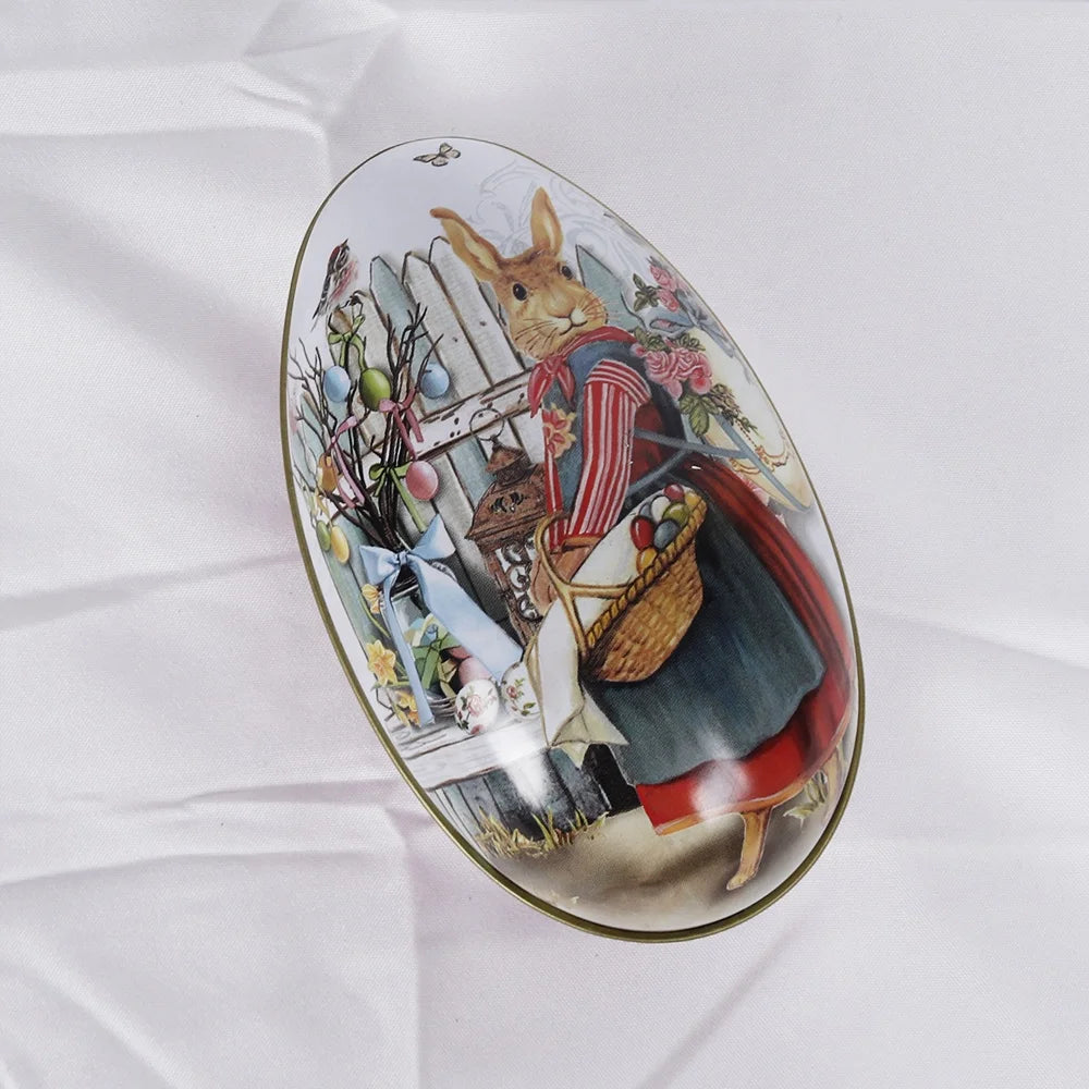 Easter and Thanksgiving 3 Easter Egg Modeling Candy Packaging Tin Box Cute Tin Rabbit Printing Alloy Metal Egg Modeling Tin Sugar Box