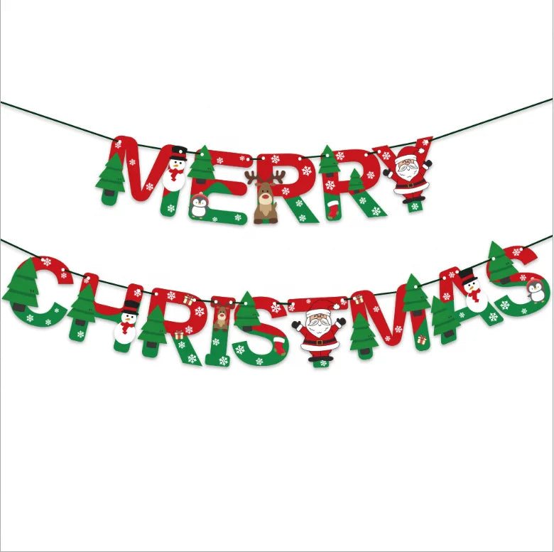 2025 Santa Claus Christmas Tree Paper Banner Balloon Set Christmas Party Decoration Set