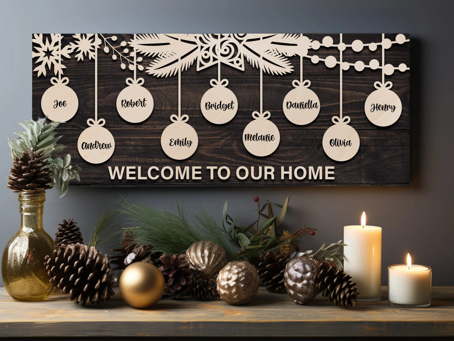 Home Decor Personalized Christmas Surname Signs Holiday Welcome Signs Customized Christmas Signs