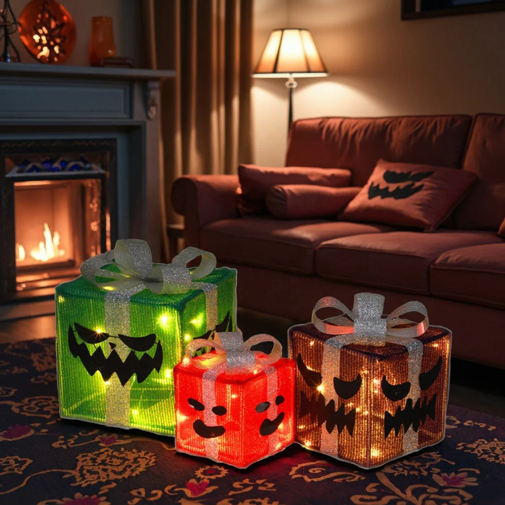 Halloween & Day of the Dead Set of 30,000 Pumpkin Decorations Gift Box Lights Family Yard Party Decorations