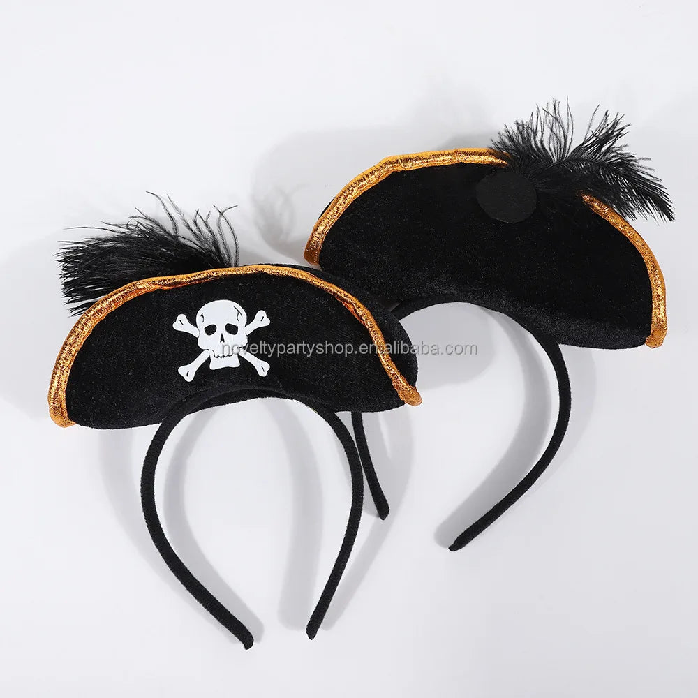 Halloween & Day of the Dead Skull Hat Headband Pirate Costume Female Pirate Dress Up Headband Pirate Headband Cosplay Costume