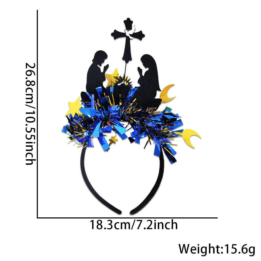 Easter and Thanksgiving 3 Muslim Color Bar Moon and Stars Headband Gifts Ramadan Photo Props Party Decoration Sulibi Flash Ramadan Castle Headband