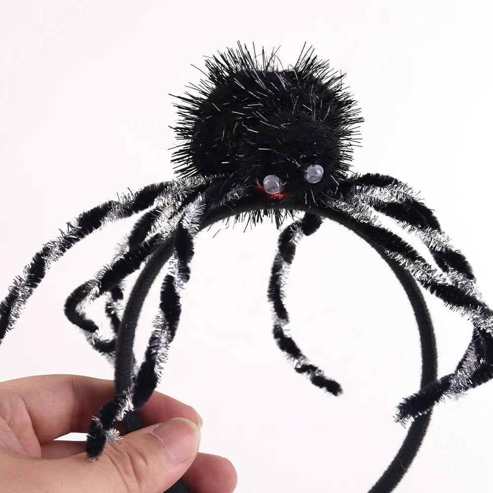 Halloween & Day of the Dead Black Feathers Tinsel Spider Bat Tentacles Boppers Halloween Party Headband Celebration Spider Web Headband Costume Accessories