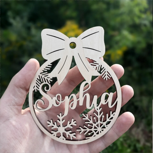 Personalized Christmas Tree Decoration Light Customized Wooden Christmas Decoration Laser Cutting Name Christmas Ornament Customized Gift Label