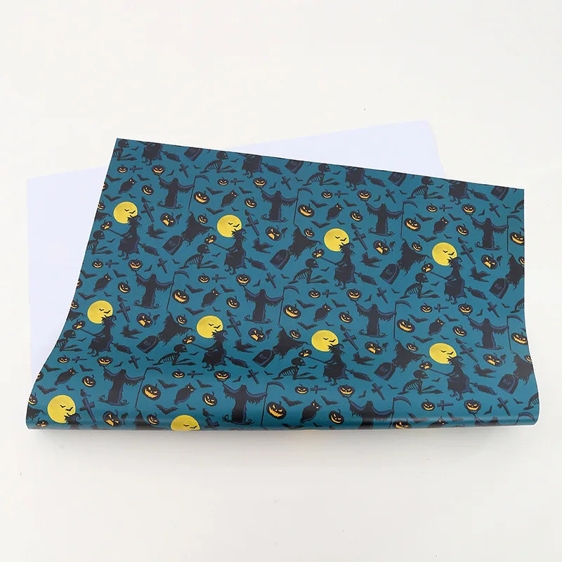 Halloween & Day of the Dead, Wrapping Paper - Cartoon Pumpkin Ghost Bat Pattern, Gift Box Packaging with Coated Art Paper Trick or Treat Party Decoration