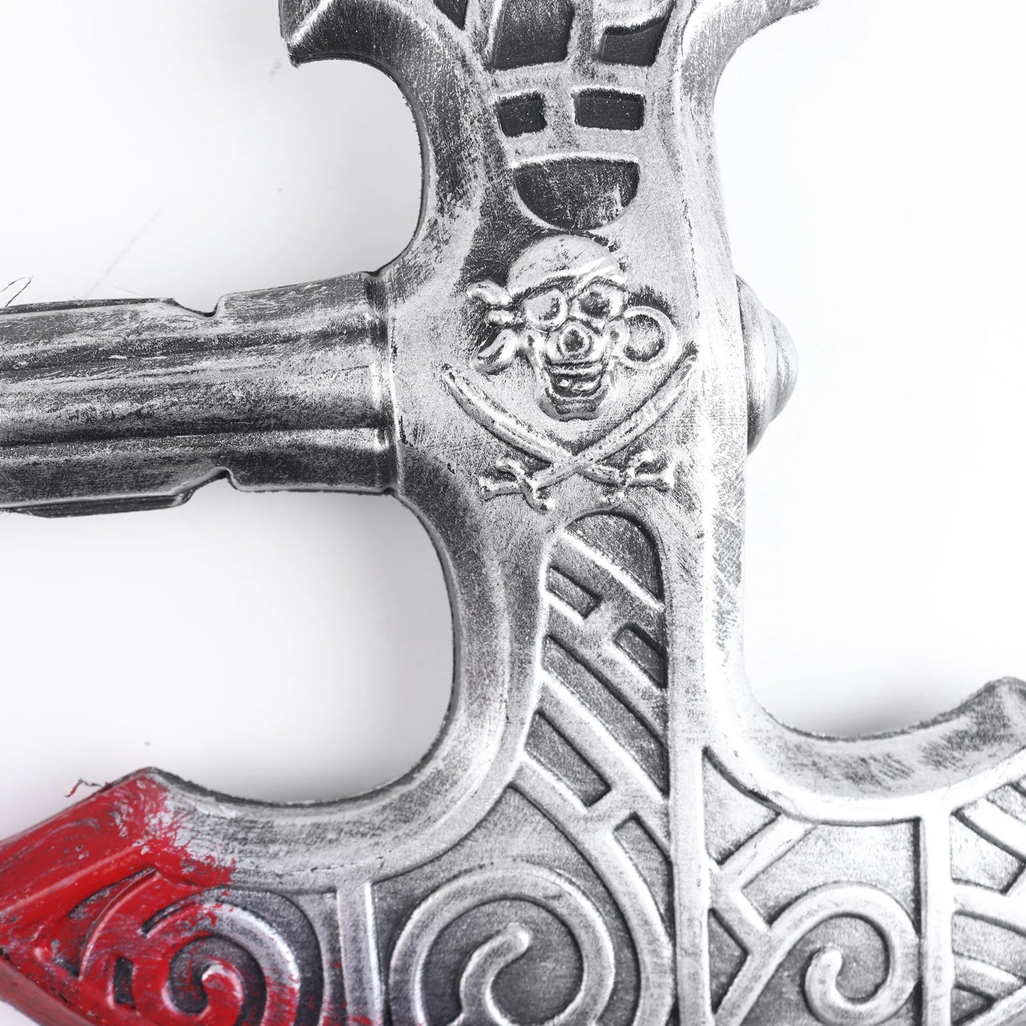 Halloween e Dia dos Mortos 52*23 cm Adereços de Halloween para brincadeiras de terror Machado sangrento Show Suprimentos para festa Machado medieval de plástico brilhante metálico de Halloween 