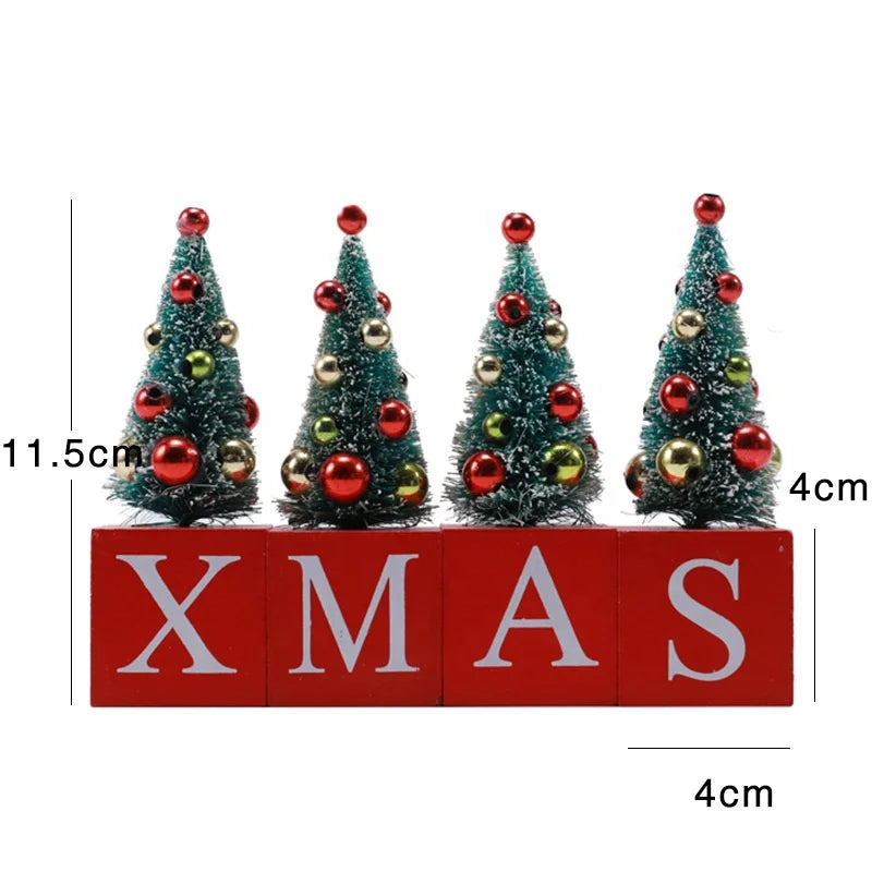 Xmas Faux Mini Christmas Tree Interior Wooden Tabletop Ornament Festive Christmas Party Decoration