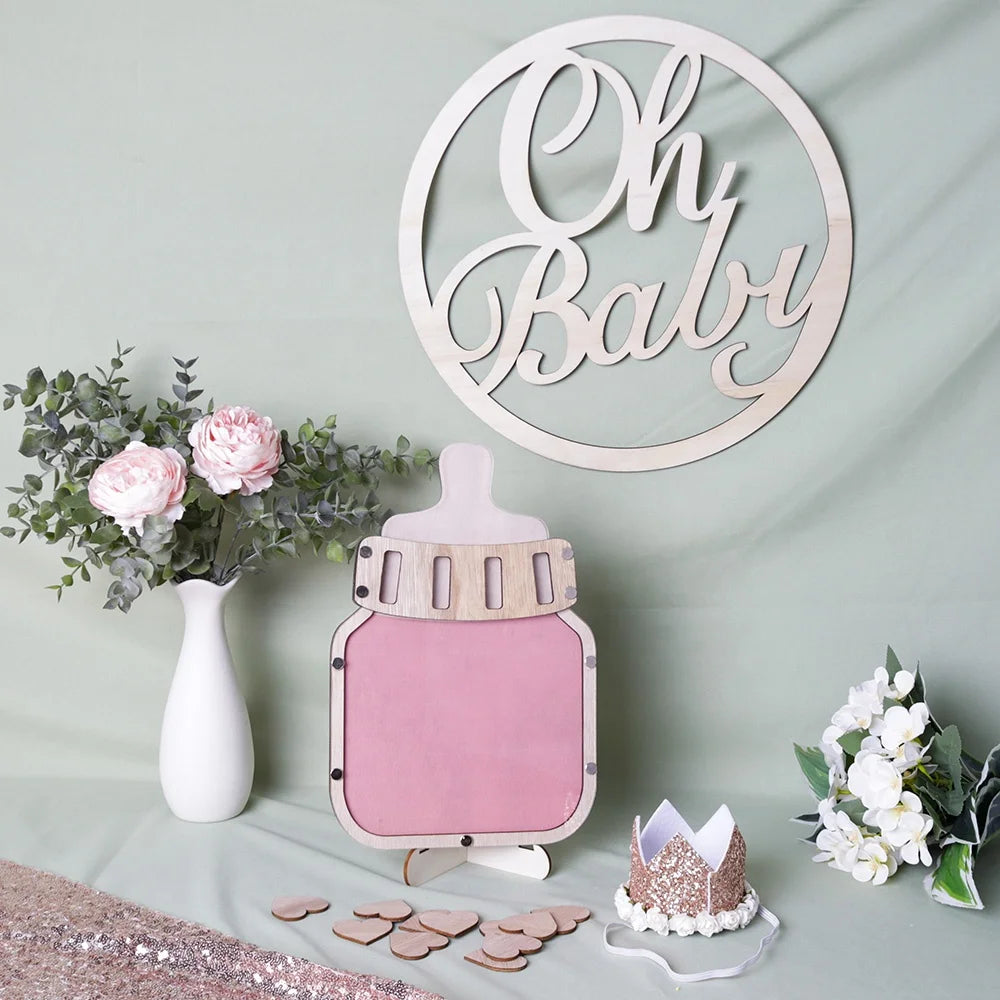 Wooden Crafts, Wooden Baby Shower Baby Guestbook Feeder Top Frame Baby Themed Guestbook