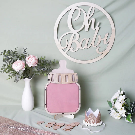Wooden Crafts, Wooden Baby Shower Baby Guestbook Feeder Top Frame Baby Themed Guestbook