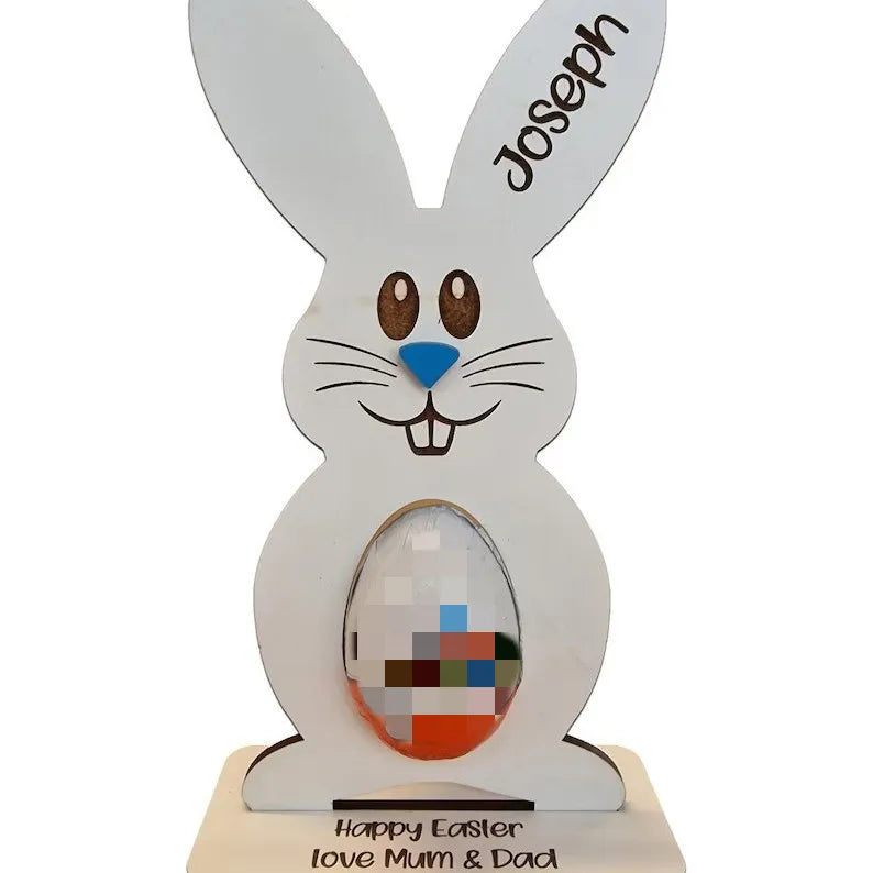 Easter and Thanksgiving 3 Personalized Name Easter Painted Egg Rack Easter Party Decorative Props Wooden Cute Rabbit Wallet Storage Gifts