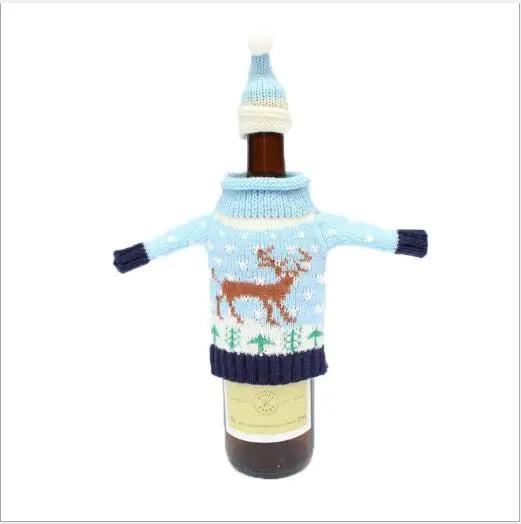 Christmas Gifts Crafts Ornaments with 4 Santa Hats Silverware Holders Ugly Christmas Sweaters Wine Bottle Caps