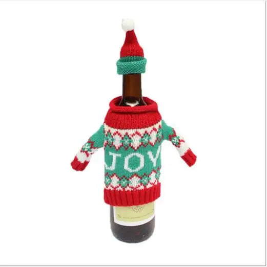 Christmas Gifts Crafts Ornaments with 4 Santa Hats Silverware Holders Ugly Christmas Sweaters Wine Bottle Caps