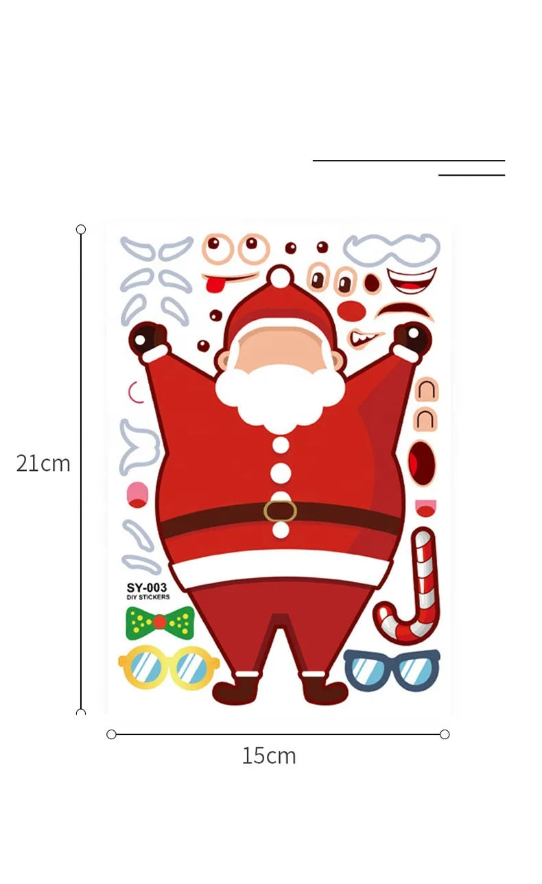 Fashion Style Christmas DIY Activity Stickers with Santa Claus Snowman Reindeer Elf