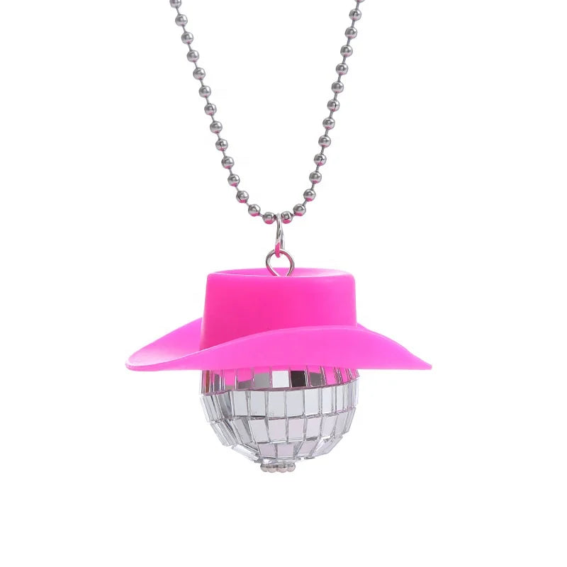 Bachelorette Party 1 Pink Cowgirl Bachelor Disco Party Loves 1970s Disco Accessories Mini Disco Ball Necklace
