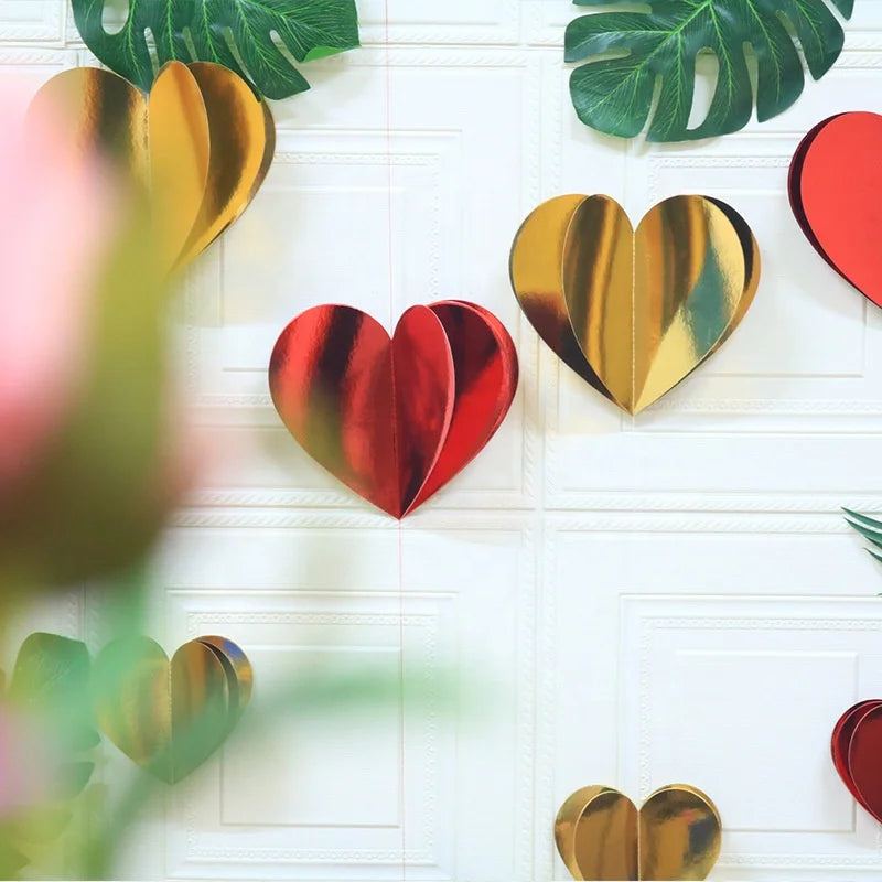 1 Wedding Party, Novelty Party 3D Heart Hanging Paper Wreath Mother's Day Banner Anniversary Wedding Decoration