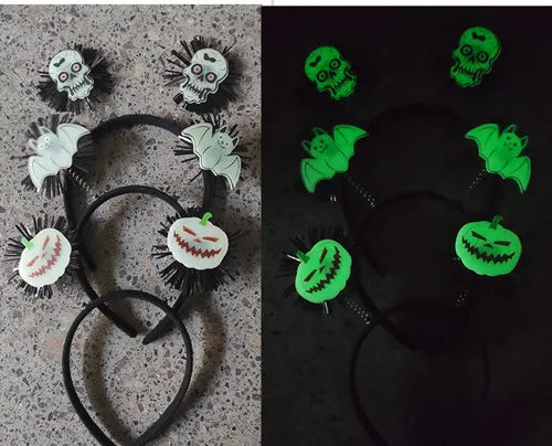 Halloween & Death Day Custom Fluorescent Ghost Glow Dark Headband Halloween Party Promo Decorations