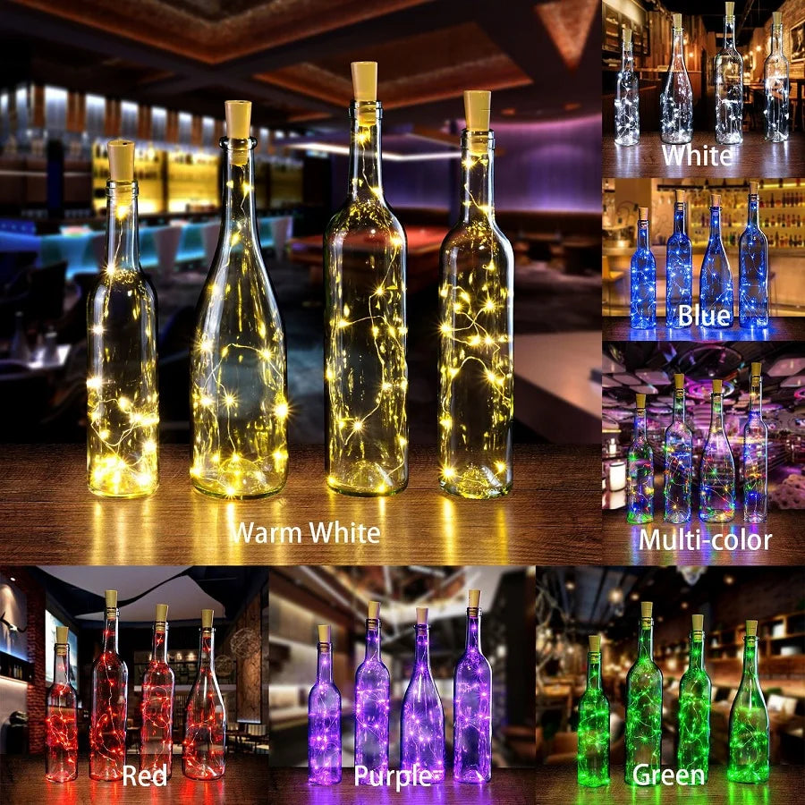 2M 20 led wine bottle led light cork with mini battery Christmas holiday decorations