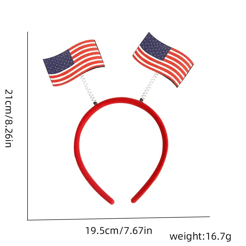 Independence Day July 4th Hair Accessories American Flag Pop Headband Heart-Shaped Fringe Holiday Hair Accessories Graduation Ceremony