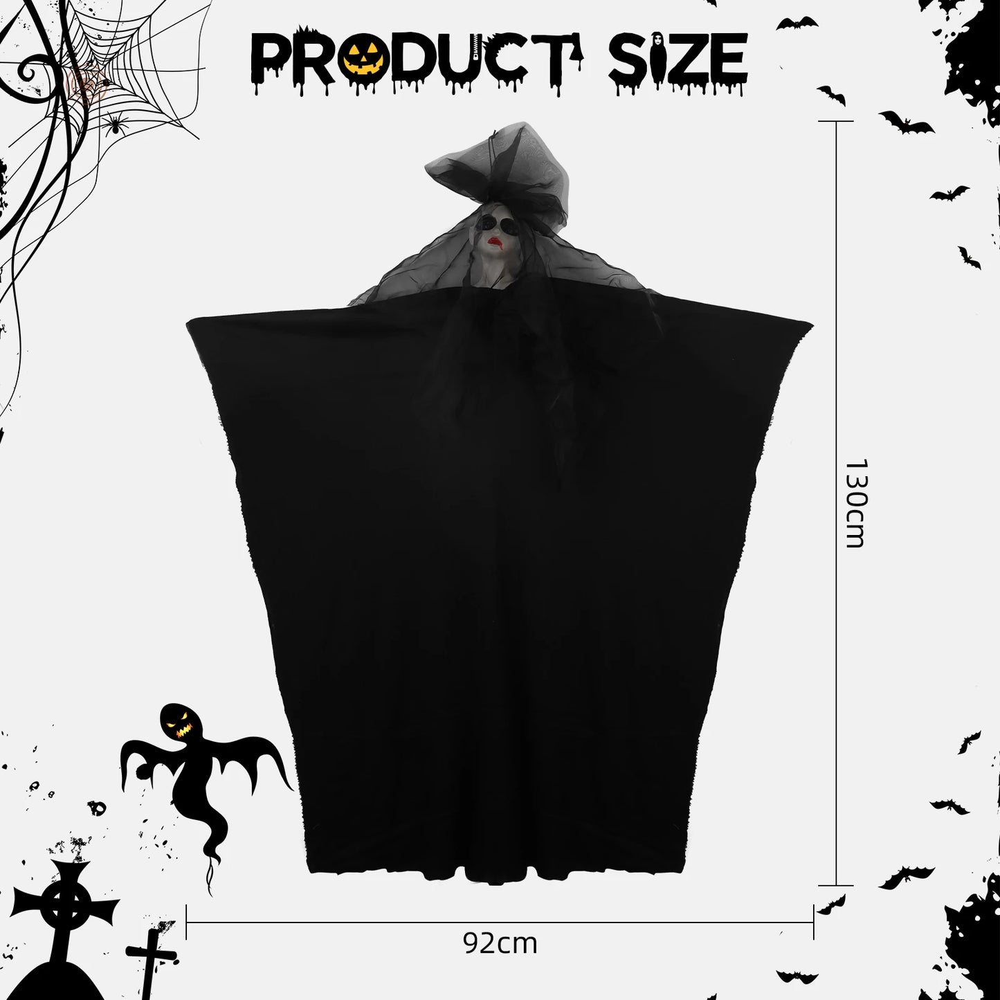 Halloween & Death Day 130cm Halloween Hanging Ghost Bride Decoration and Halloween Skeleton Flying Ghost Decoration for Indoor and Outdoor