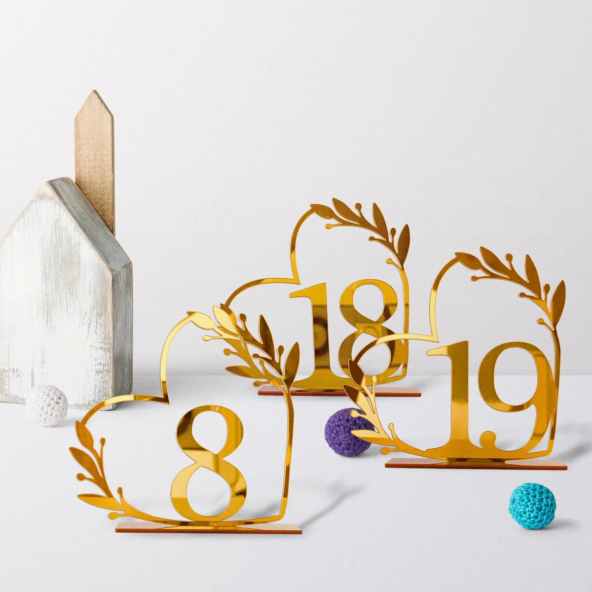 1 wedding party, gold acrylic 3D DIY mirror display stand home decoration wedding table signage location card