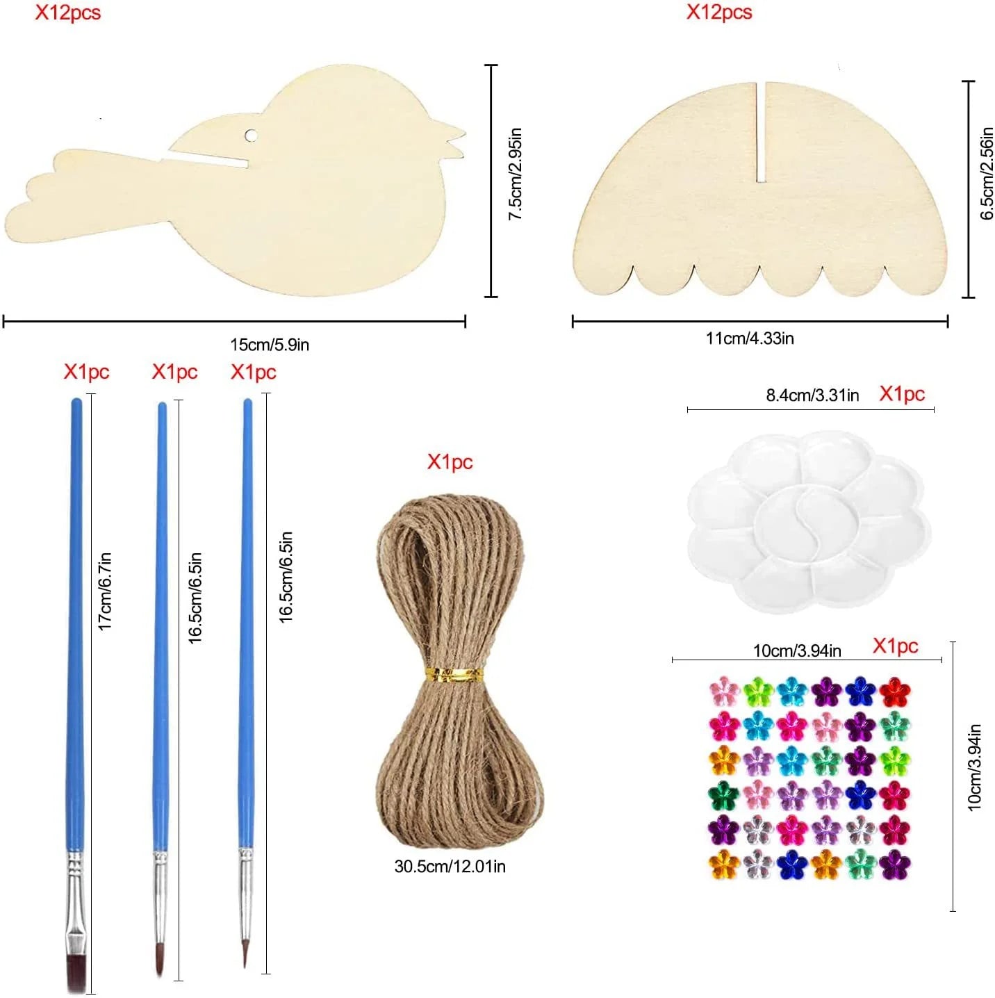 Unfinished 6-piece 3D wooden bird craft set bird wind chime craft set spring garden balcony