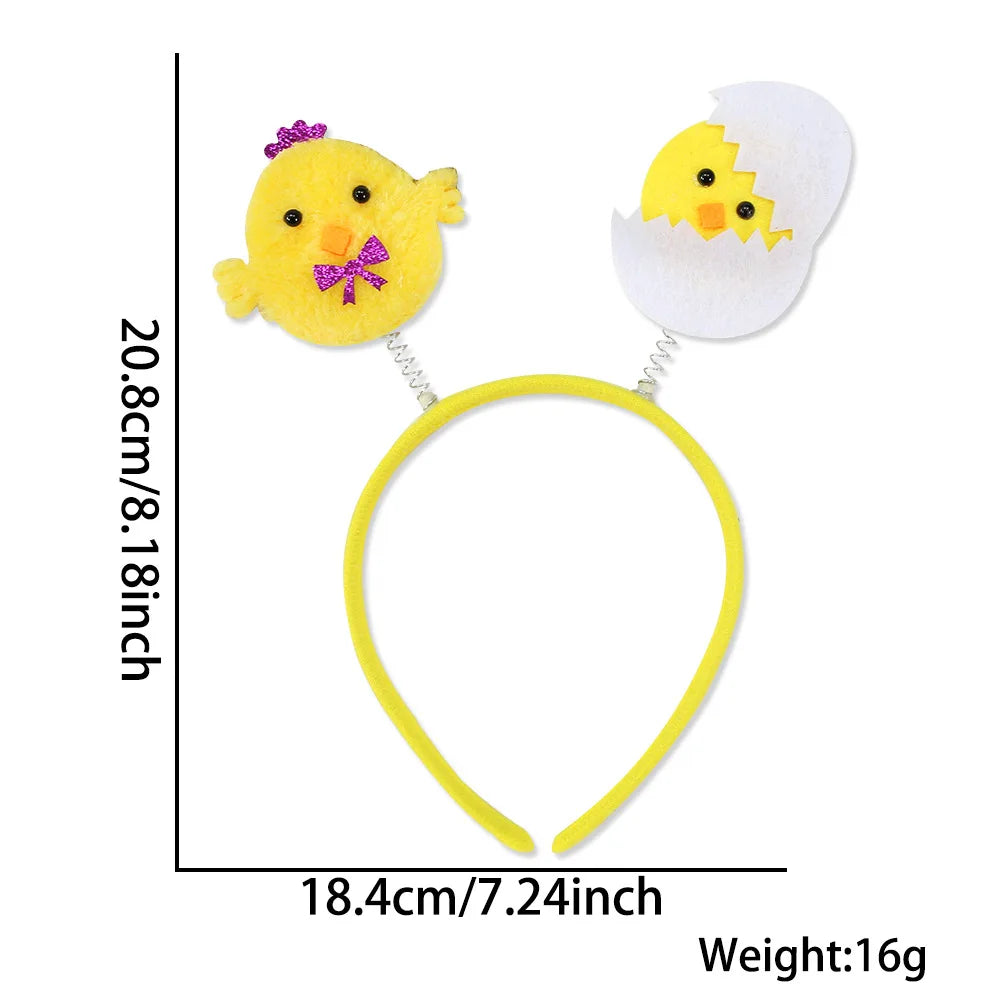 Easter and Thanksgiving 3 Headbands Chick Rabbit Head Pop Headgear Party Decorations Birthday Accessories Flash Easter Chicken Headband