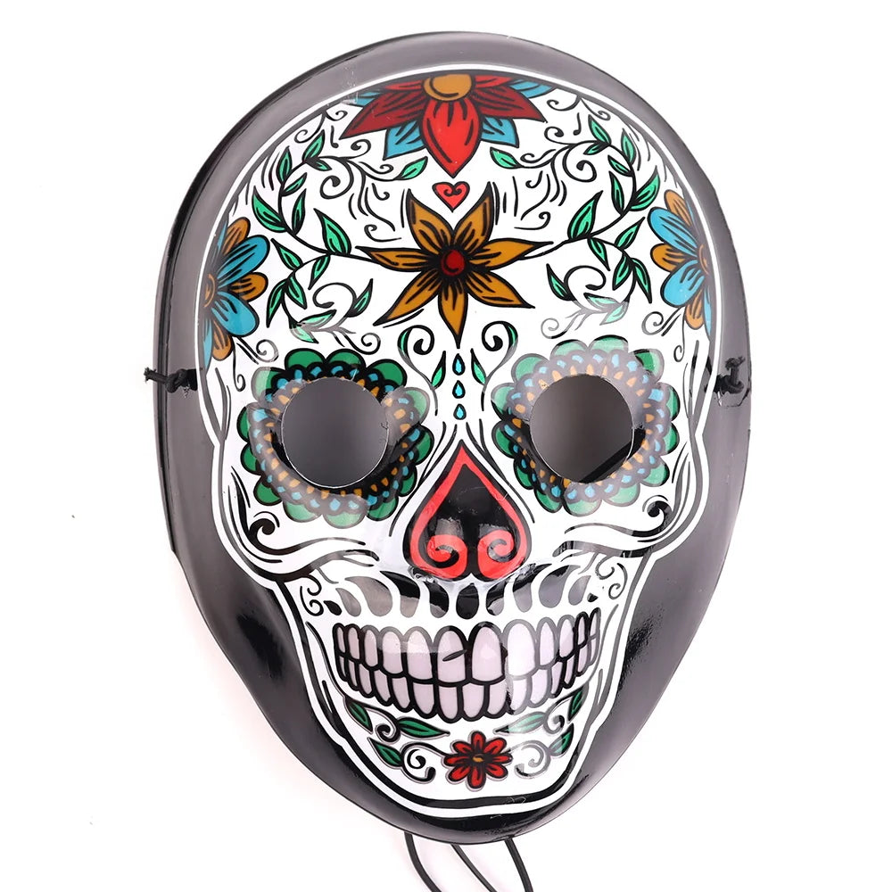 Halloween & Death Day New Halloween Ornaments Monster Glow Mask EL Mask Party Makeup Light Emitting Diode Face Reaper Mask Halloween Party