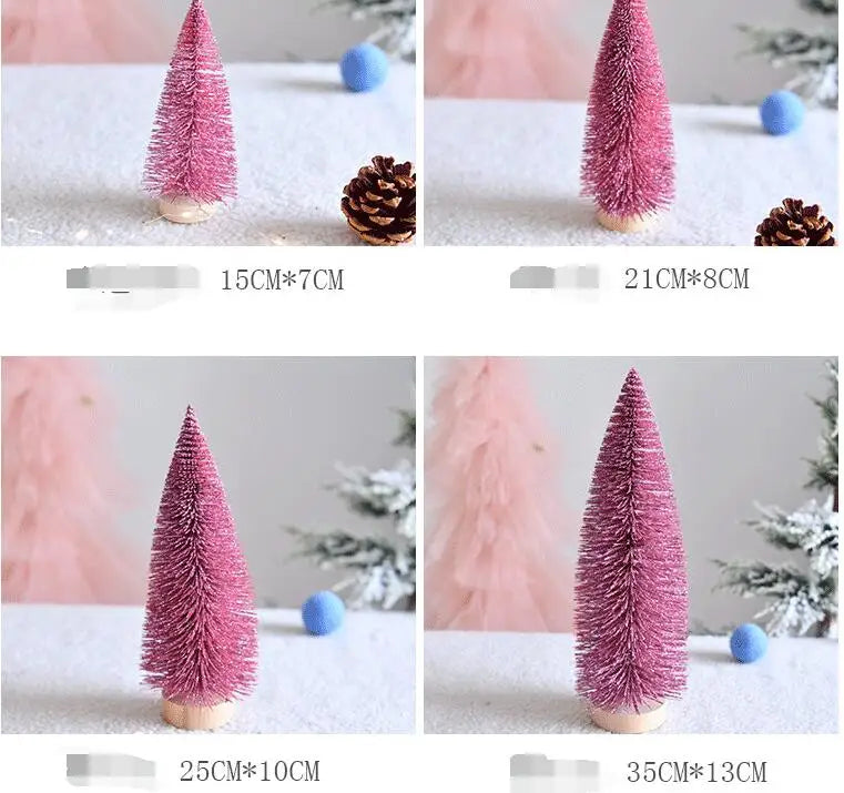 Christmas Mini Sisal Tree for Craft Bottle Brush Pine Tree for Christmas Village Artificial Snow Frost Tree