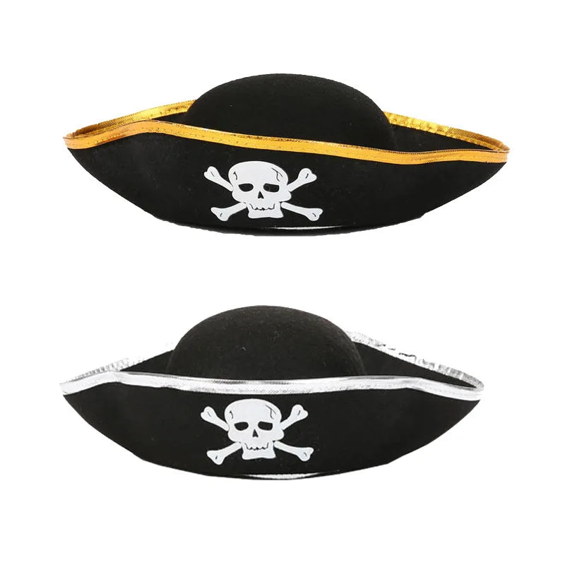 Birthday Party Party Decoration Children's Pirate Hat Halloween Party Hat Adult Pirate Gold Circle Cloth Hat Captain Caribbean Pirate Hat Party Costume