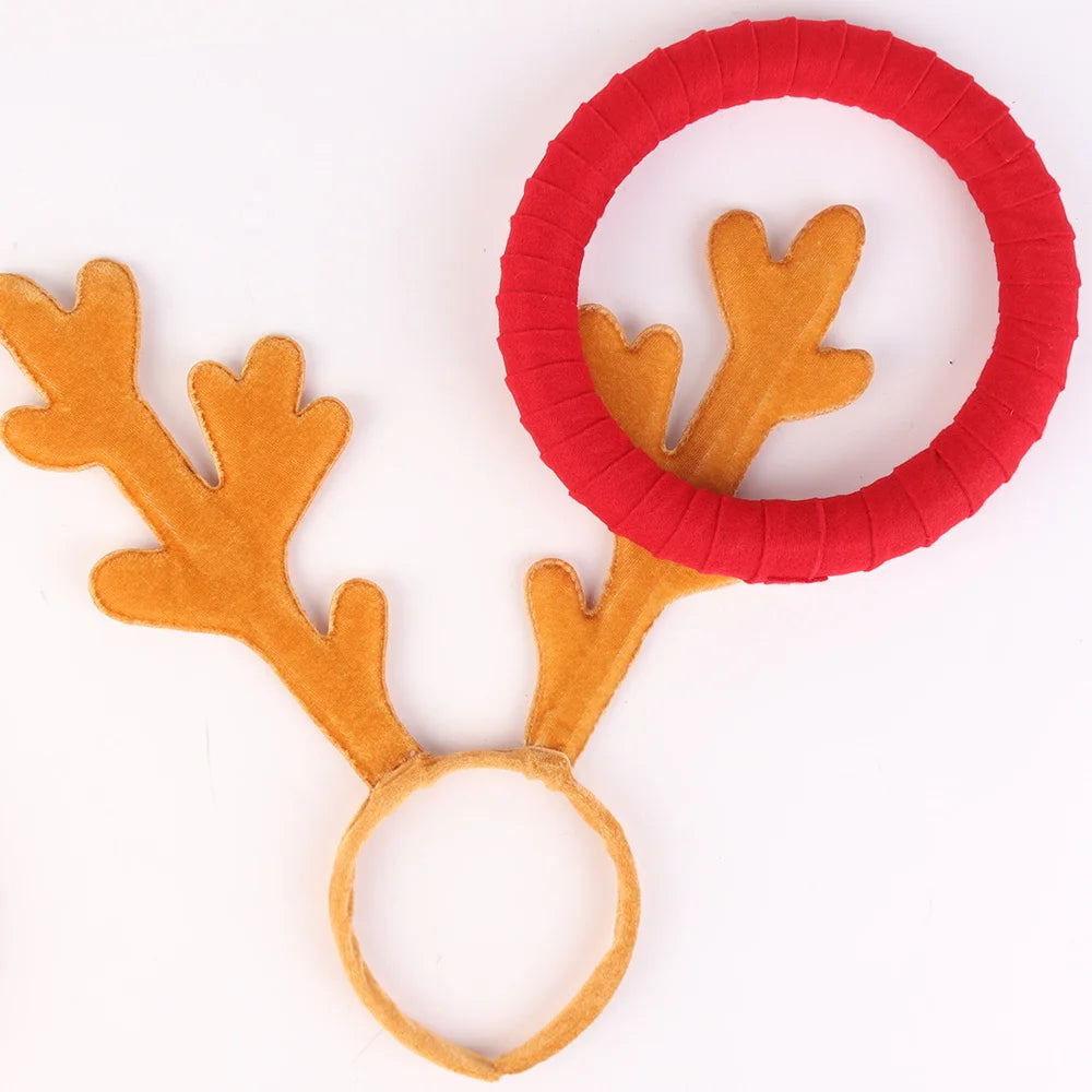 BSCI Christmas party supplies plush brown polygonal red hair band accessories daily wear Christmas reindeer headband