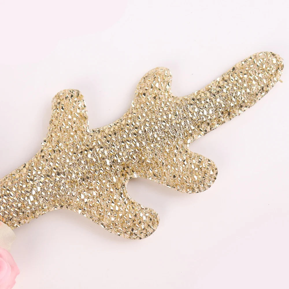 BSCI Cheap Christmas New Year Party Photo Booth Accessories Flash Kim Cong Silk Christmas Reindeer Antlers Headband