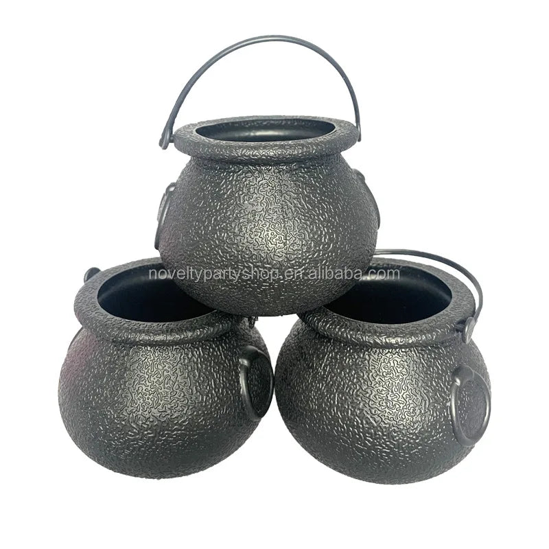 Halloween & Death Day Novelty Mini Colorful Halloween Cauldron Plastic Cauldron Portable Witch Cauldron with Handle