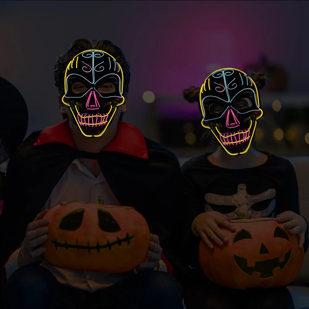 Halloween & Death Day New Halloween Ornaments Light Emitting Mask Party Makeup Light Emitting Diode Halloween Decoration Party Mask