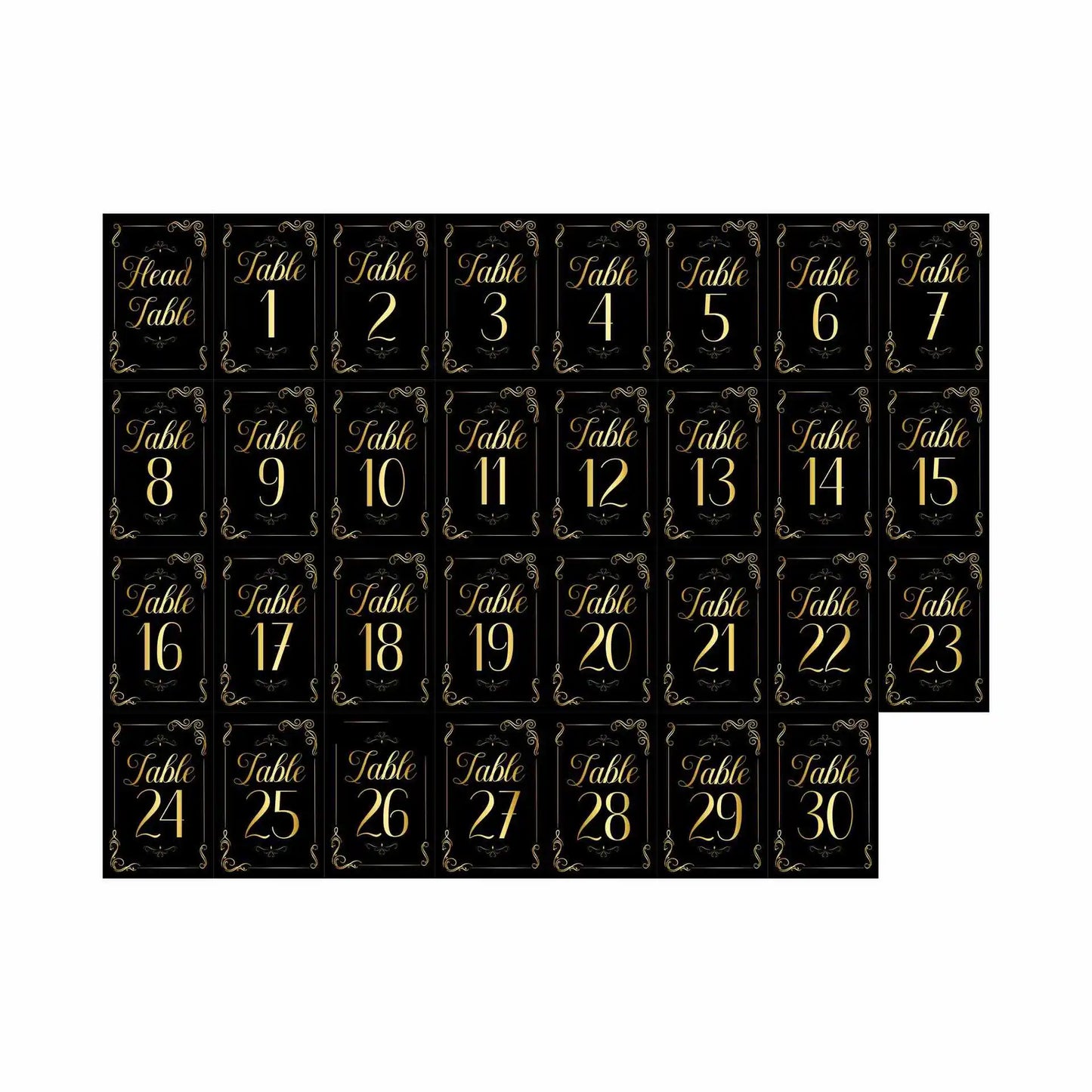 1 Wedding party, double hot stamping location card + bracket bracket, wedding anniversary birthday restaurant, black and gold table number card.
