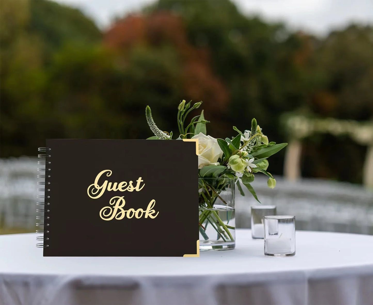 1 Wedding party, wedding black gold edition elegant guestbook hardcover book high quality paper retro guestbook