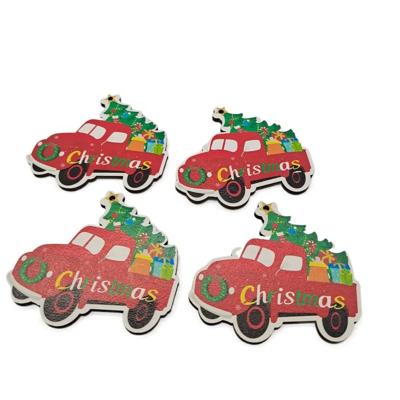 10Pcs Christmas Tree Ornament Wooden Christmas Pendant Ornament Santa Claus Snowman Elk Christmas Wooden Pendant Ornament