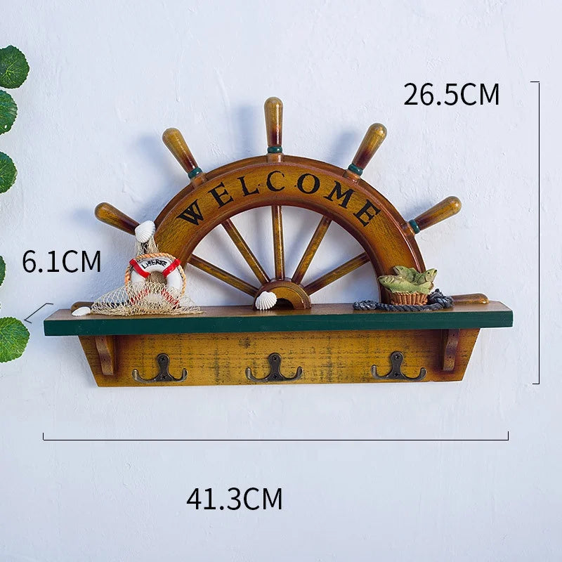 Wooden Crafts, Mediterranean StyleArrow Logo Fishbone Shaping Hanging Decoration Creative Welcome Wooden Logo