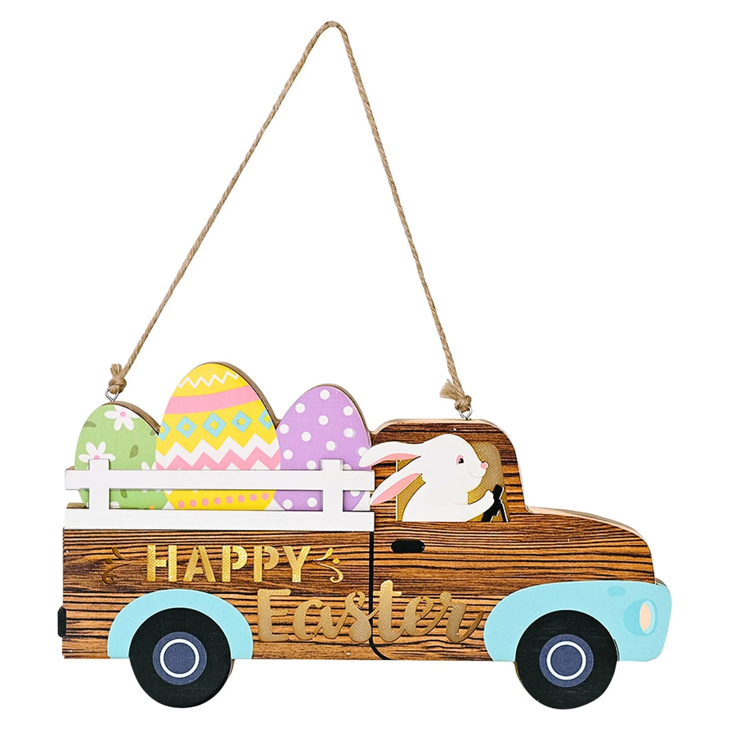 Easter and Thanksgiving 3 Decorative Wooden Car Egg Rabbit Home Decorative Dining Table Party Decorative Easter Pendant