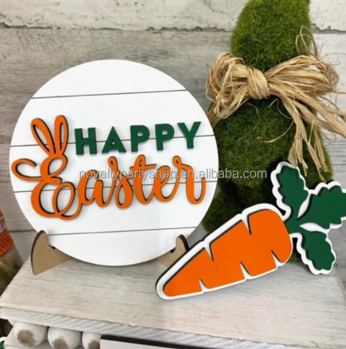 Páscoa e Ação de Graças 3 Novidades Decorativas de Páscoa Bandeja em Camadas Decorativa Cenoura Patch Caminhão de Cenoura Mini Placa Feliz Páscoa 