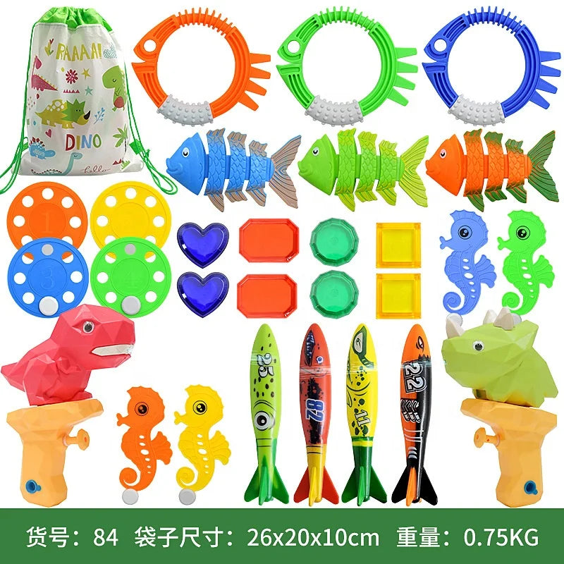 Birthday Party 2 Diving Toys Children's Outdoor Pool Treasure Hunt Diving Fish Seaweed Torpedo Jewelry Children's Water Toy Set