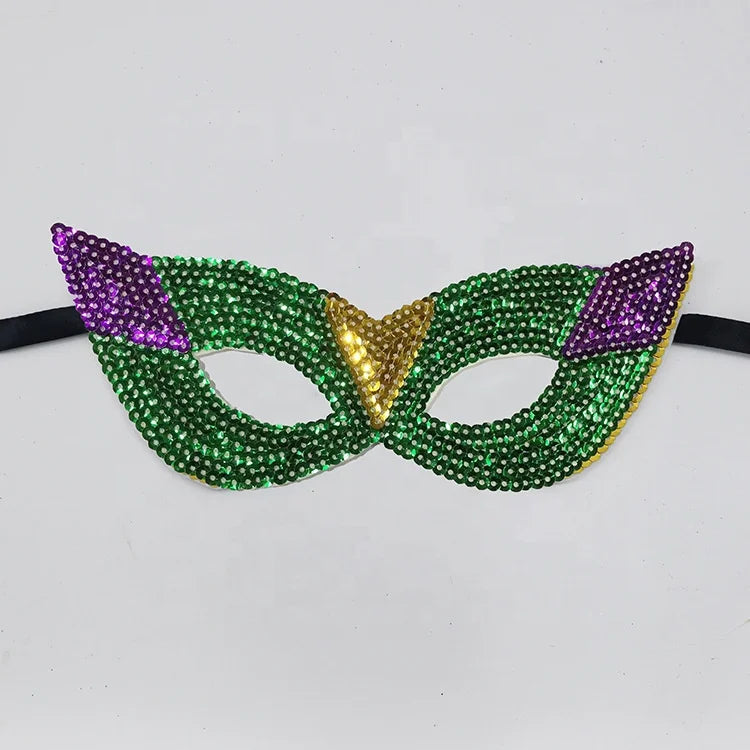 Carnaval Carnival Carnival Theme Gold Purple Green Sequins Half Face Mask Masquerade Sexy Performance Mask