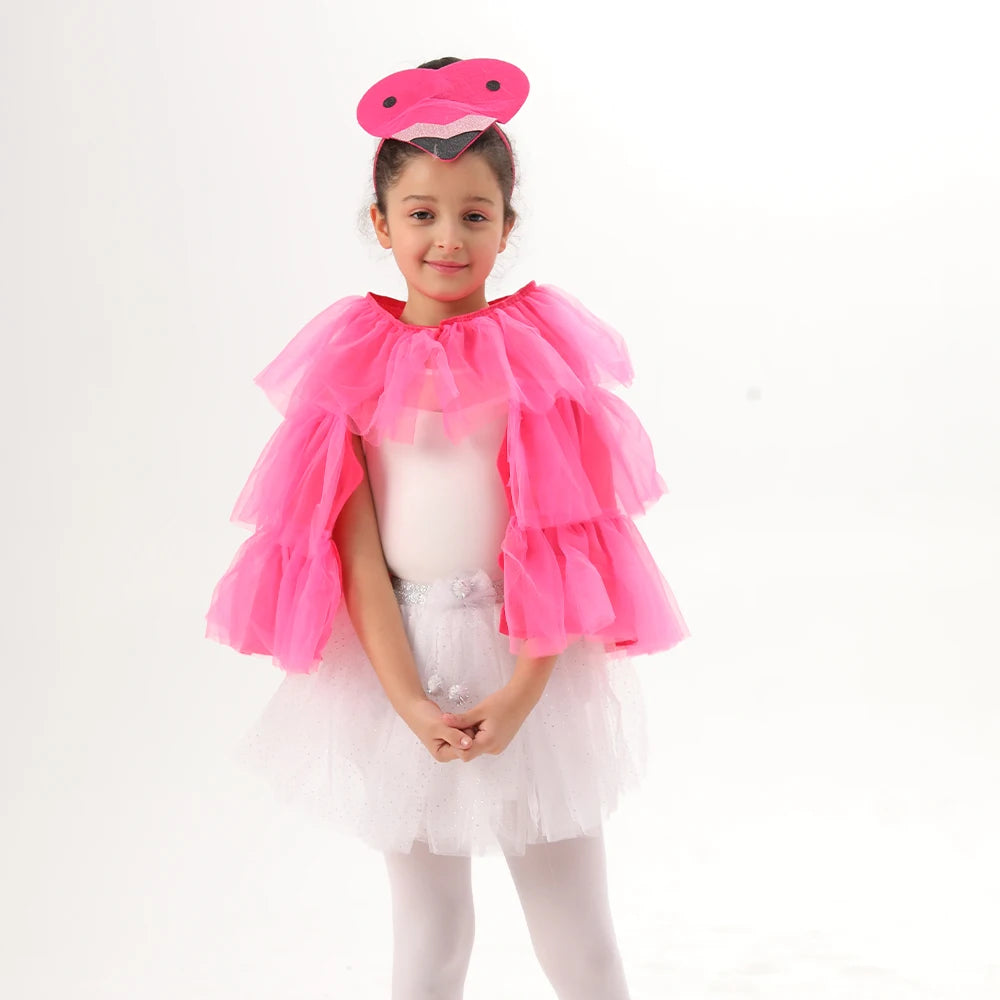 Festa de Aniversário 2 Atacado Rosa Flamingo Rosa Festa de Aniversário Vestir Menina Natal Halloween Cosplay Traje Tiara Saia 