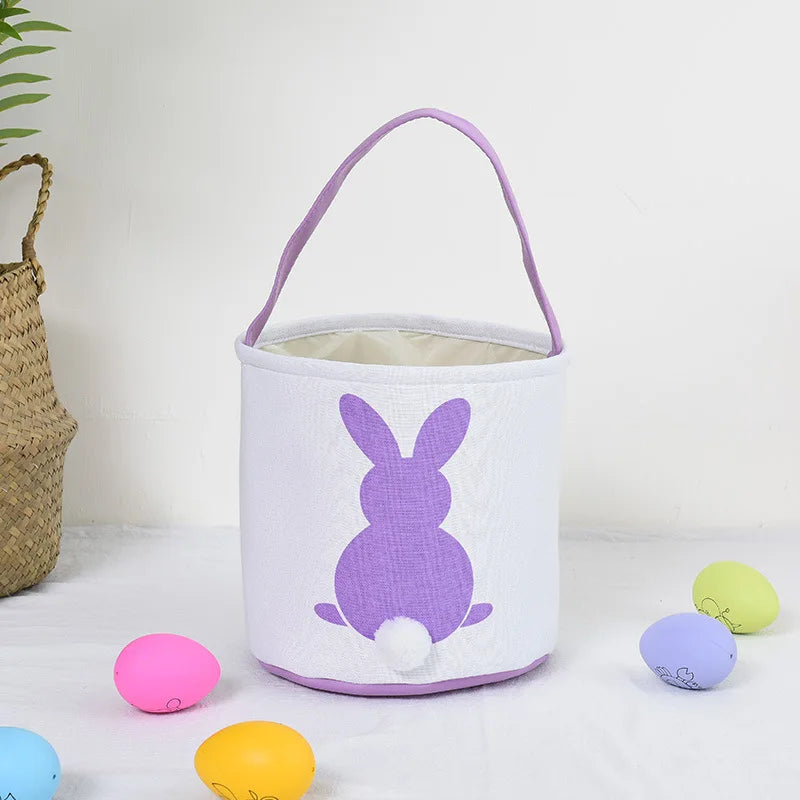 Easter and Thanksgiving 3 Novelty 2025 New Easter Basket Custom Rabbit Tail Egg Decoration Handheld Storage Bucket Easter Party Supplies