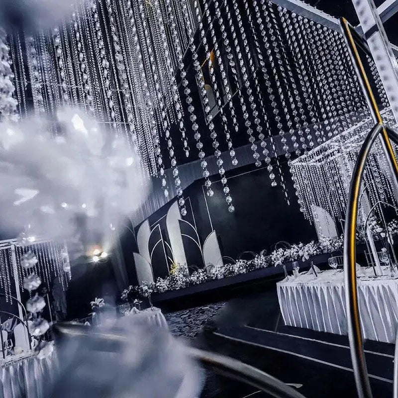 Bachelorette Party January Rice Acrylic Crystal Chandelier Decoration Transparent Crystal Beads Chain Light Garland's Family Party Wedding Decoration