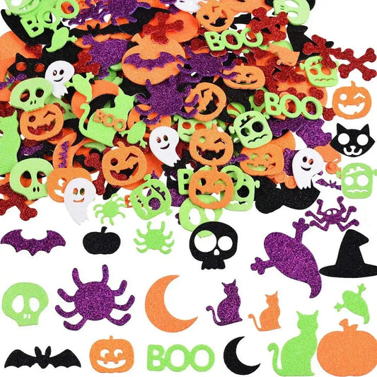 Halloween & Day of the Dead 50g Colorful Self-Adhesive Craft Stickers Halloween Festival Props Glitter Jin Satoshi Halloween Foam Stickers