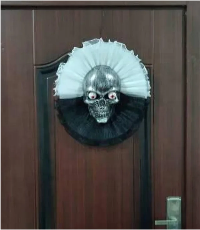 Halloween & Day of the Dead New Door Horror Hanging Wreath Skull Haunted House Decoration Halloween Party Supplies