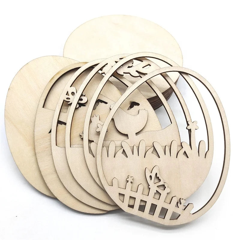 Wooden Crafts, Unfinished DIY Easter Kids Gifts Wall Art Custom Layer Woods Multi-Layer Easter Bunny Decoration Easter Bunny Laser Cut Decoration